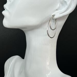 Gorgeous Silver-Tone Double Hoop Earrings